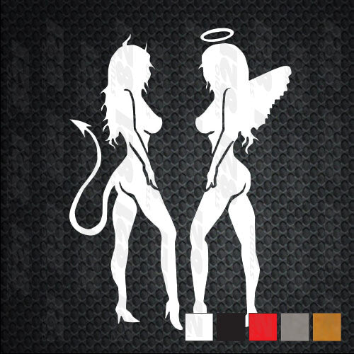 Angel she devil bad Girl Silhouette Bumper Sticker Window Car Truck Decal Vinyl