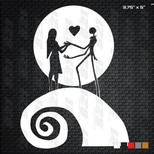 Jack and Sally Moon Nightmare Before Christmas Car Window Vinyl Decal Sticker