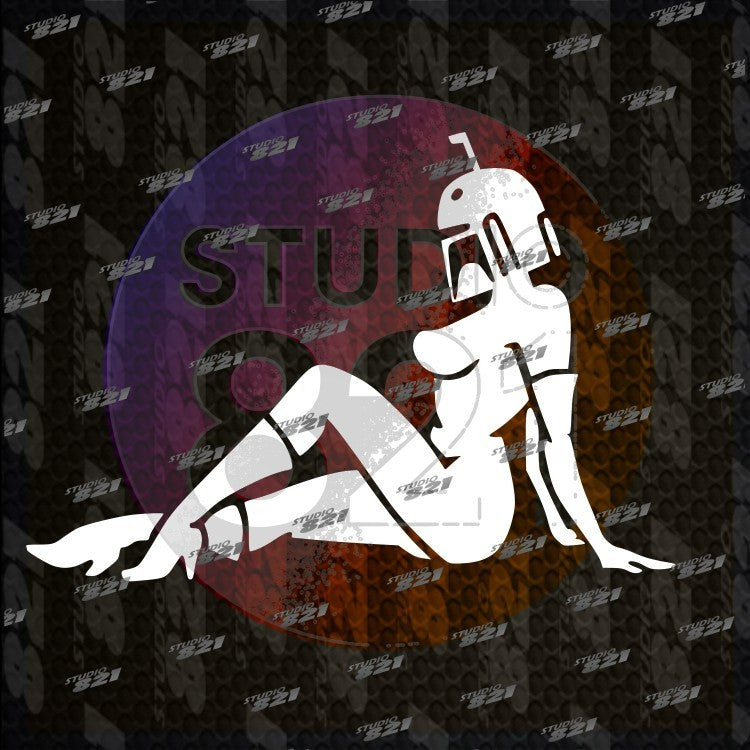 Girl Mudflap Decal Car Window Vinyl Sticker Star Wars BOBA FETT Mandalorian