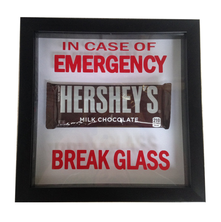 In Case Of Emergency - Break Glass . RED gag gift prank office VINYL DECAL ONLY