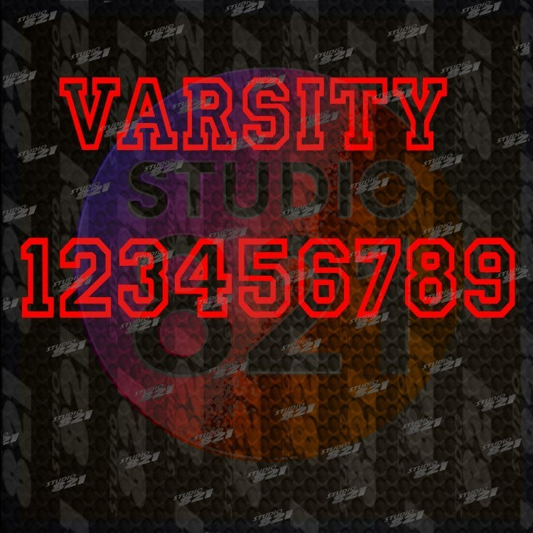 VARSITY CUSTOMIZABLE 2 NUMBER Vinyl Sticker Decal -Sports fans