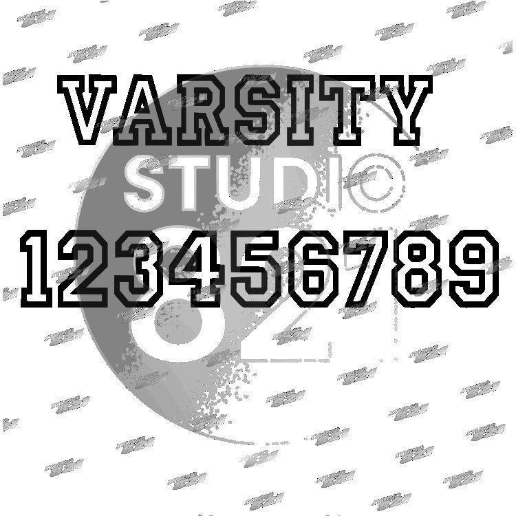 VARSITY CUSTOMIZABLE 2 NUMBER Vinyl Sticker Decal -Sports fans