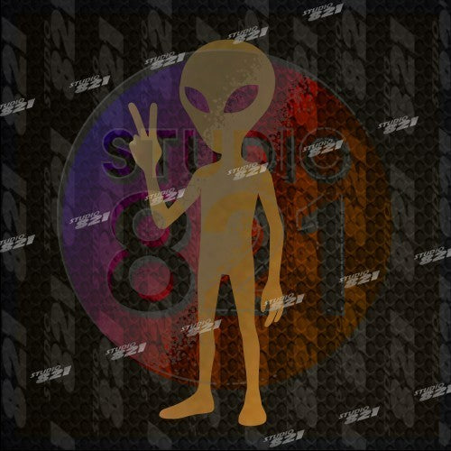 Alien Vinyl Decal Sticker – UFO Area 51 Alien Head Peace Sign – Sci-Fi Car Truck