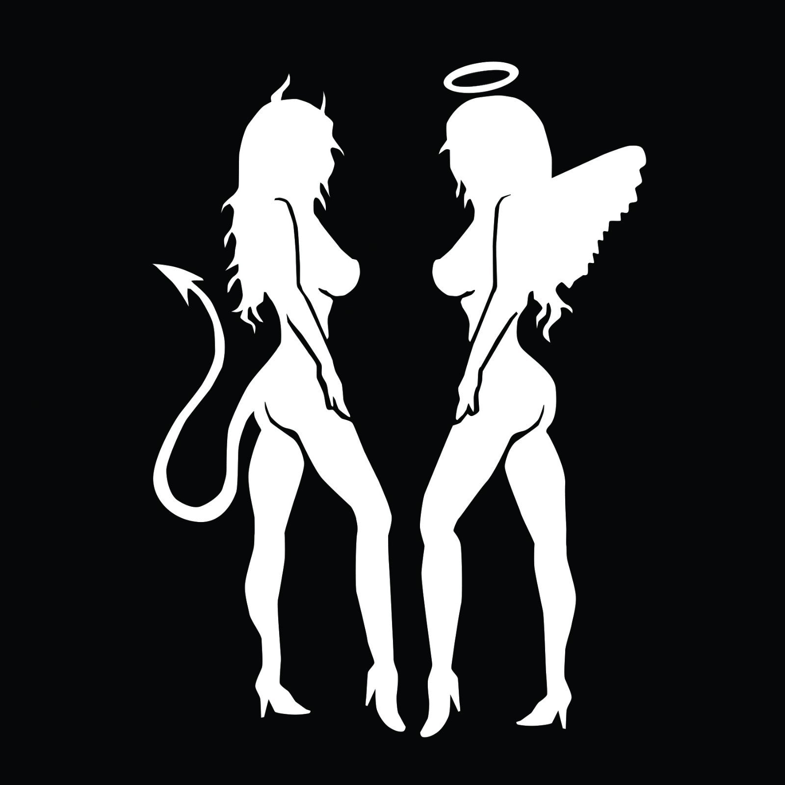 Angel she devil bad Girl Silhouette Bumper Sticker Window Car Truck Decal Vinyl