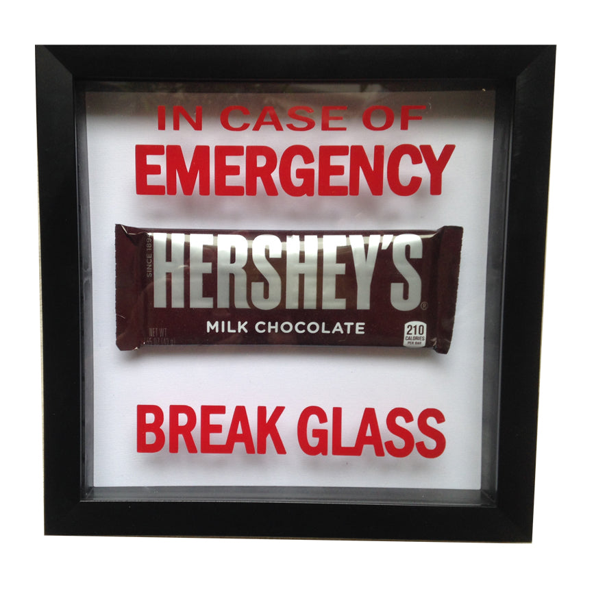In Case Of Emergency - Break Glass . RED gag gift prank office VINYL DECAL ONLY