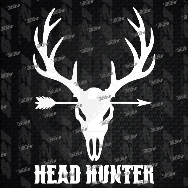 Deer Skull Head Hunter Sizes and colors Vinyl Decal Sticker hunting trophy