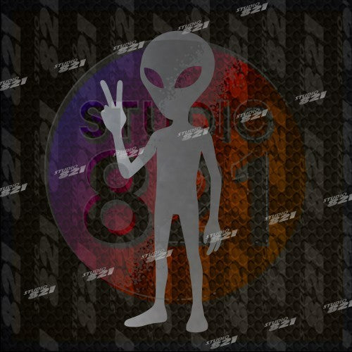 Alien Vinyl Decal Sticker – UFO Area 51 Alien Head Peace Sign – Sci-Fi Car Truck