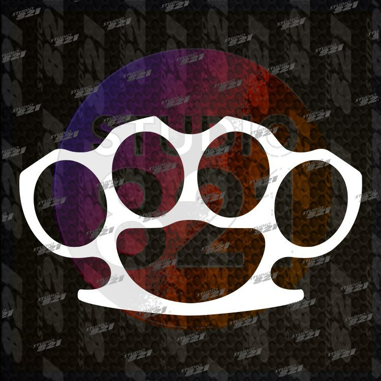 Brass Knuckles Vinyl Die Cut DECAL STICKER - Fighting Boxing Punch Defense MMA
