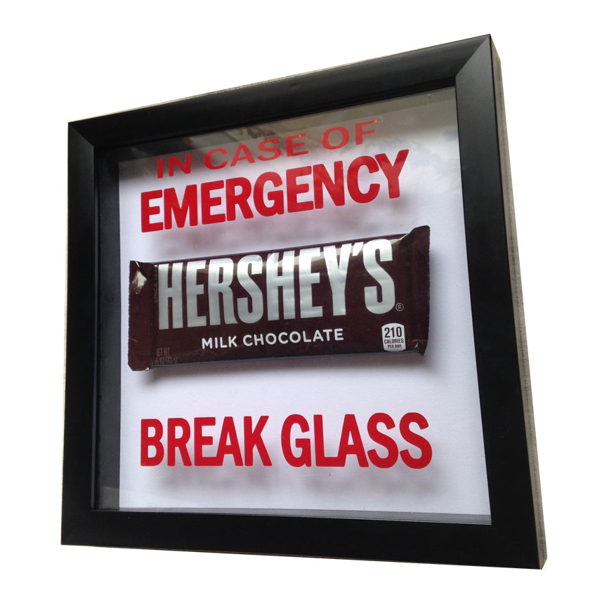 In Case Of Emergency - Break Glass . RED gag gift prank office VINYL DECAL ONLY