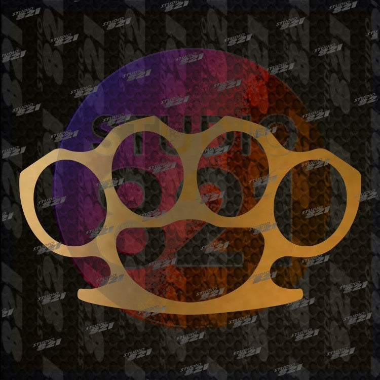 Brass Knuckles Vinyl Die Cut DECAL STICKER - Fighting Boxing Punch Defense MMA