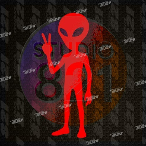 Alien Vinyl Decal Sticker – UFO Area 51 Alien Head Peace Sign – Sci-Fi Car Truck
