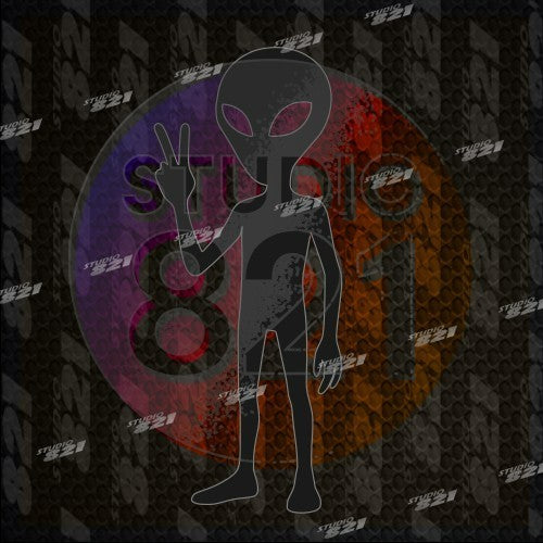 Alien Vinyl Decal Sticker – UFO Area 51 Alien Head Peace Sign – Sci-Fi Car Truck